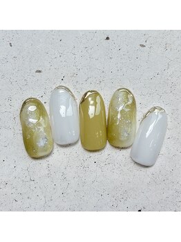 ネイルアンドまつげ リュフェール 五反田(Nail Lufaire)/くすみグリーン春色ネイル
