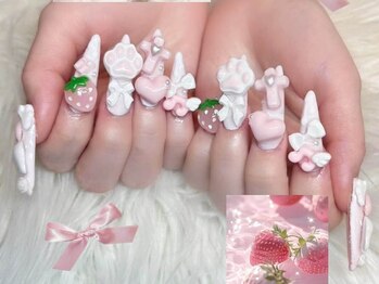 ベティネイル アイラッシュ(Betty Nail)/肉球×いちご春ネイル♪