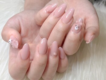 エムネイル(M-Nail)/★シンプルベージュくまネイル★