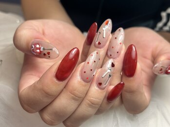 ジョアネイル(JOA Nail)/バレンタイン/赤/ハート/ホロ