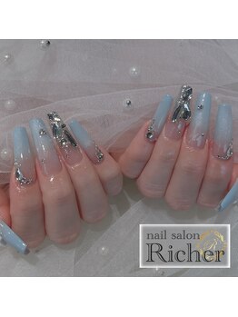 エスフィーネイルサロン リシェル(Esfy nailsalon Richer)/水色×グラデ