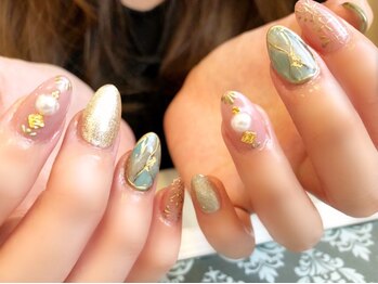 大理石調ネイル