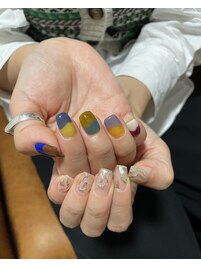 チグハグ冬カラフルネイル