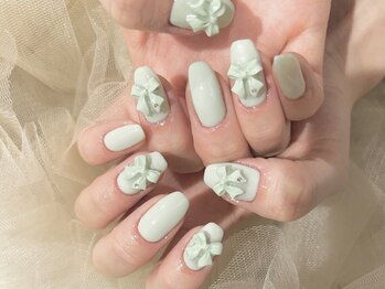 エムワイユーネイル(myu.nail)/甘々ガーリーなパステルグリーン