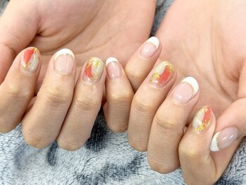 ディーネイル 池袋(D-nail)/【森】フレンチ×塗りかけアート