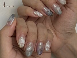 透明感シェルパールネイル