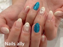 ネイルズアリー 立川店(Nails ally)/カラーグラデ×ニュアンスパーツ
