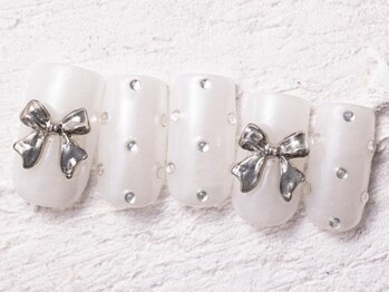 ジェミーネイル エビス(Jemiy nail ebisu)/パールシルバーリボン9480yen