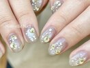 バブルネイル×押し花