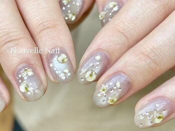 ヌーベルネイル(Nouvelle Nail)/バブルネイル×押し花