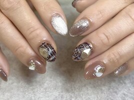 ツイード×ミラーネイル