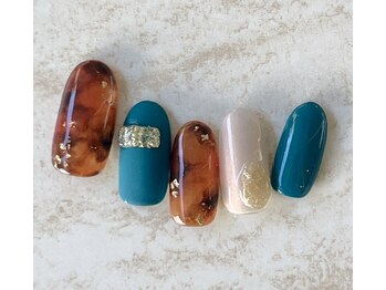 ネイルファクトリー 横浜ベイクォーター店/べっこうデザイン ¥11000