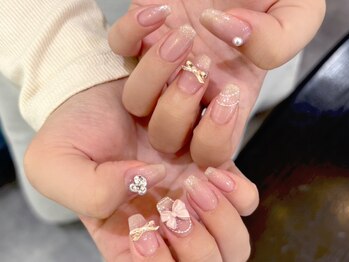 ネイルマジック 仙台一番町店(NAIL MAJIC)/ラメグラ×リボンネイル