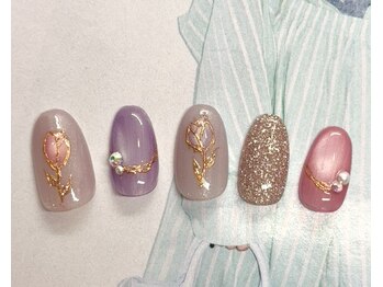 サニーサイド ウィズ マキア 茅ヶ崎店(Sunnyside with MAQUIA)/手描き　チューリップネイル