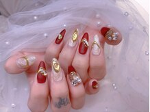 スノーネイルサロン 新宿店(Snow nail salon)/赤ミラーパール