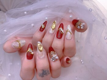 スノーネイルサロン 新宿店(Snow nail salon)/赤ミラーパール