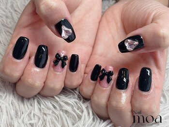 モア(moa)/ハート リボン 黒 ピンク