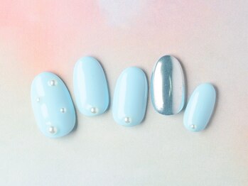 リーブルーム/水色ネイル