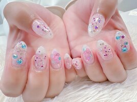 #紫陽花風#シェル#梅雨ネイル