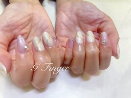 ホワイト×ピンクのミラーアート