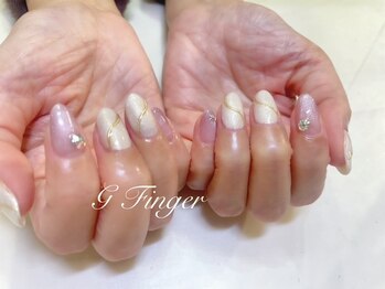 ホワイト×ピンクのミラーアート