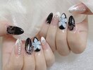 海外ガールブラックレースネイル
