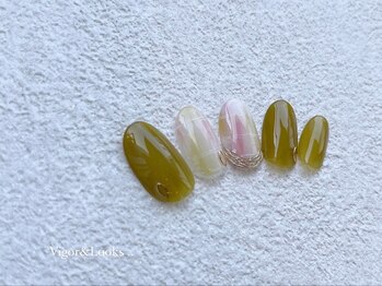 ヴィガー アンド ルックス 白金 目黒(Vigor&Looks)/カーキ　チェック　ミラー