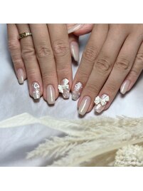 ホワイトリボン×ワンホンネイル