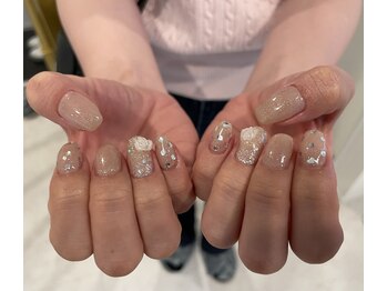 ホワイルアットネイル ハラジュク(while at nail HARAJUKU)/ドット×バラ