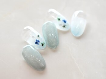 ルシェルアイ/押し花☆フラワー☆くすみブルー