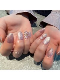 春のぷっくりフラワーネイル