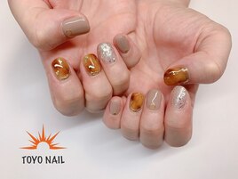 べっ甲andラメホロネイル☆