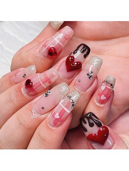 バレンタインネイル