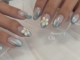 ぷくぷくプルメリア夏ネイル