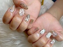 リベレ(LIBELLE)/ハートドットネイル/大人リボン