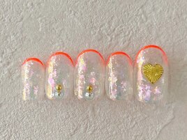 キラキラホロネイル　フレンチ