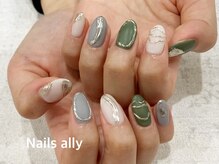 ネイルズアリー 立川店(Nails ally)/ニュアンス×ミラー×ジュエリー