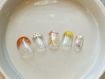 カラ ネイル 中津店(calla nail)/オレンジ×イエローポップ♪