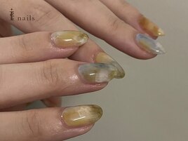 くすみ夏カラーもやもやネイル