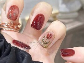 赤xニュアンスxフラワー