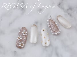 お花パール×キラキラネイル