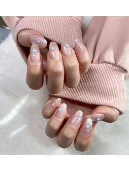 はあとねいる 宇都宮御幸ヶ原店/クリスタルネイル、ピンクネイル