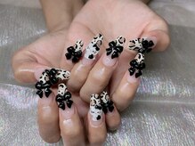 エムズ ネイルサロン(M2)/豹柄リボンネイル