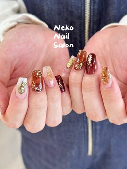 ニュアンス　秋ネイル　ミラー