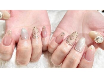 ネイル シスター(nail sister)/甘めレオパードネイル