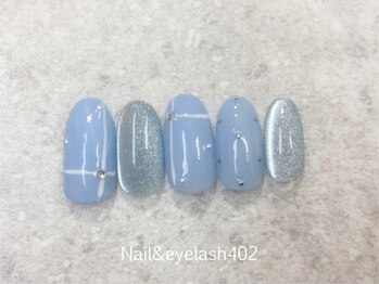 ネイル アンド アイラッシュ ヨンマルニ(Nail&eyelash 402)/シンプルブルーネイル