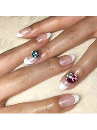 白フレン&3DNailArt2本 ¥12,600