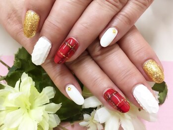 プルミエ ネイル(Premier Nail)/赤チェック☆ニットマット