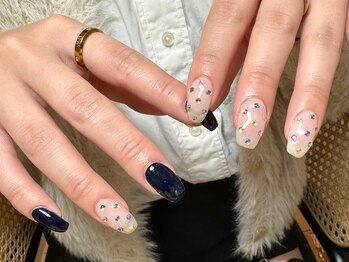 デューネイルスタジオ(dew nail studio)/ネイビー×ストーン