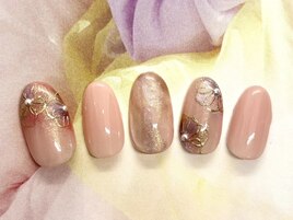 手描き　ミラーフラワーネイル